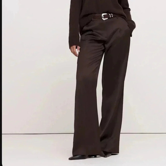 Anne Klein high wasted chocolate wool trousers - Picture 3 of 9